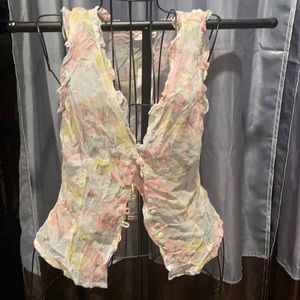 NWT H&M Sheer Floral Sleeveless Button Down Blouse Top 8
